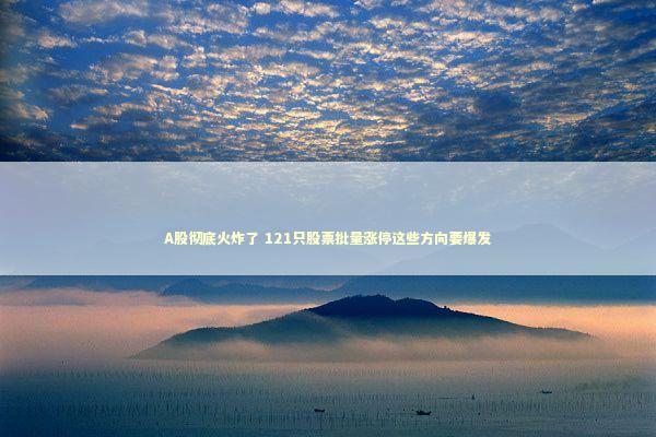 A股彻底火炸了 121只股票批量涨停这些方向要爆发 新闻