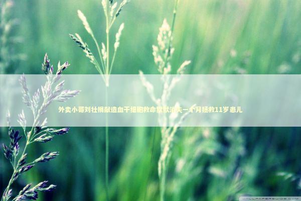 外卖小哥刘壮捐献造血干细胞救命默默消失一个月拯救11岁患儿 新闻